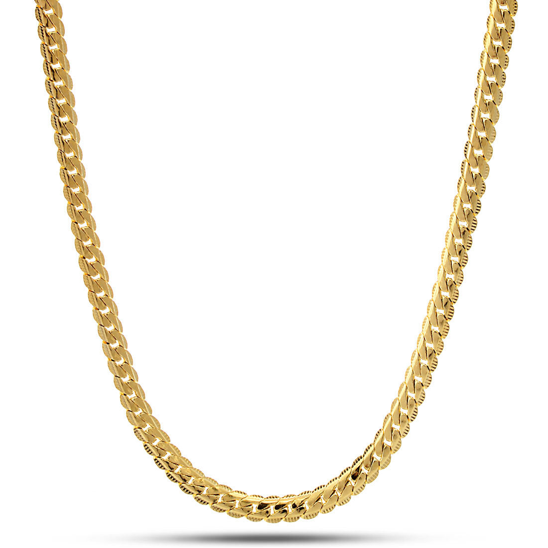 5mm Moon Cut Miami Cuban Link Chain  in  Gold Plated / 14K Gold / 18" by King Ice