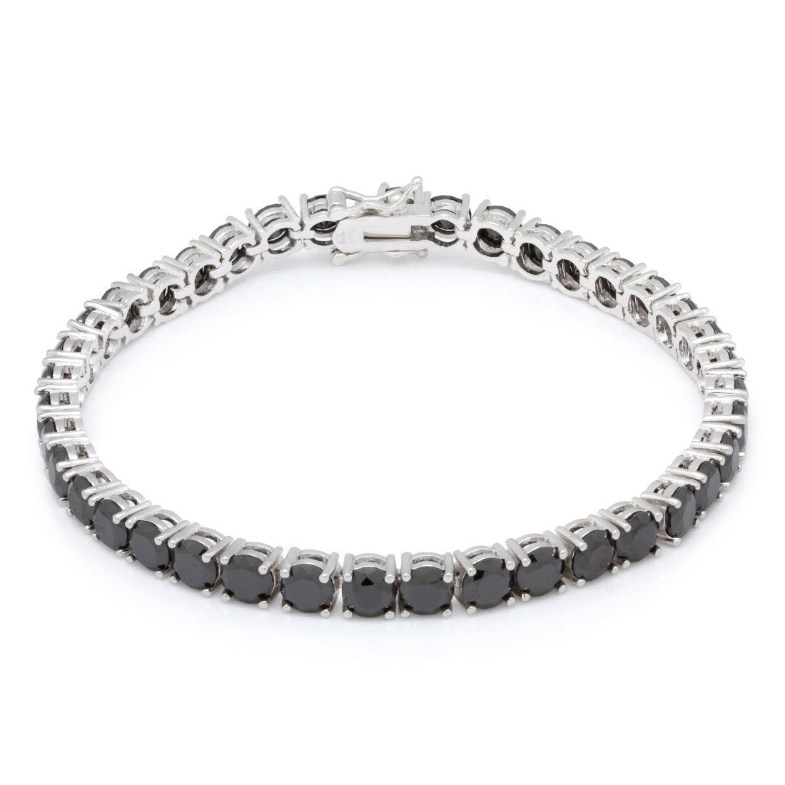 5mm Onyx Tennis Bracelet  in  Gold Plated / White Gold / 8.5" by King Ice