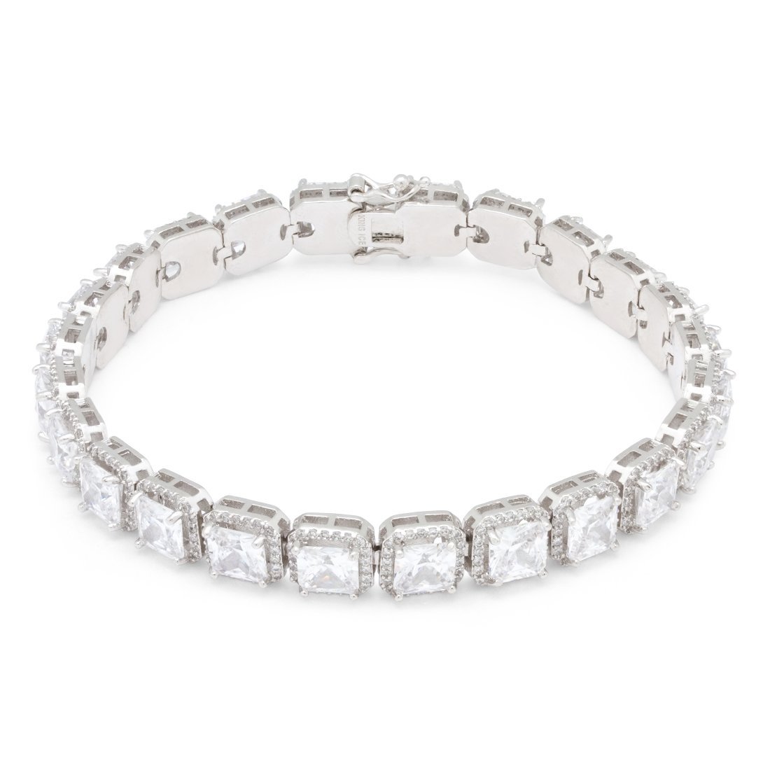 5mm Princess-Cut Tennis Bracelet  in  White Gold / 8" by King Ice