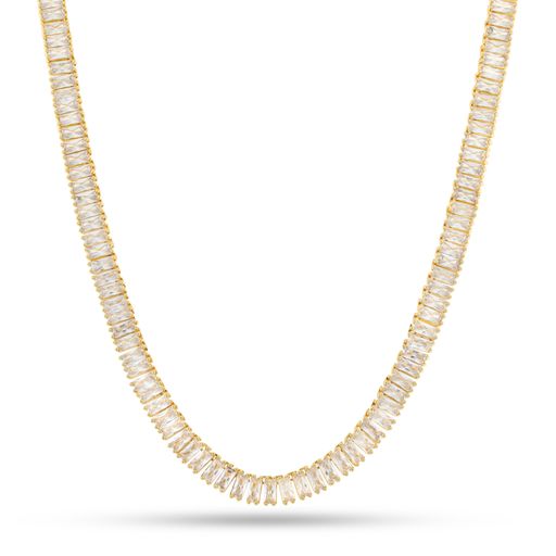 6mm Baguette Tennis Chain  in  Gold Plated / 14K Gold / 18" by King Ice