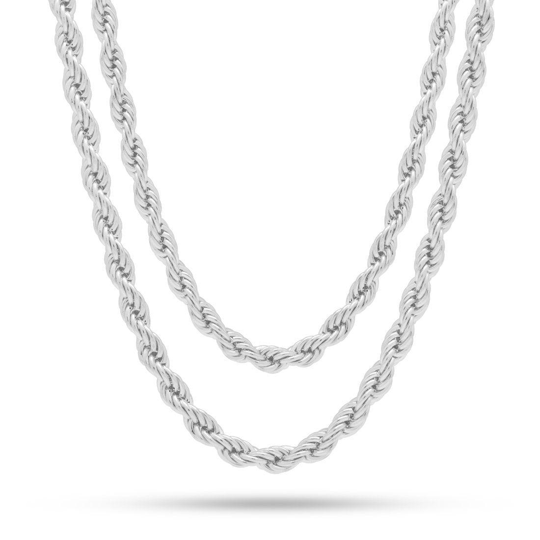 5mm Rope Chain Choker Set  in  Gold Plated / White Gold / 18"/20" by King Ice