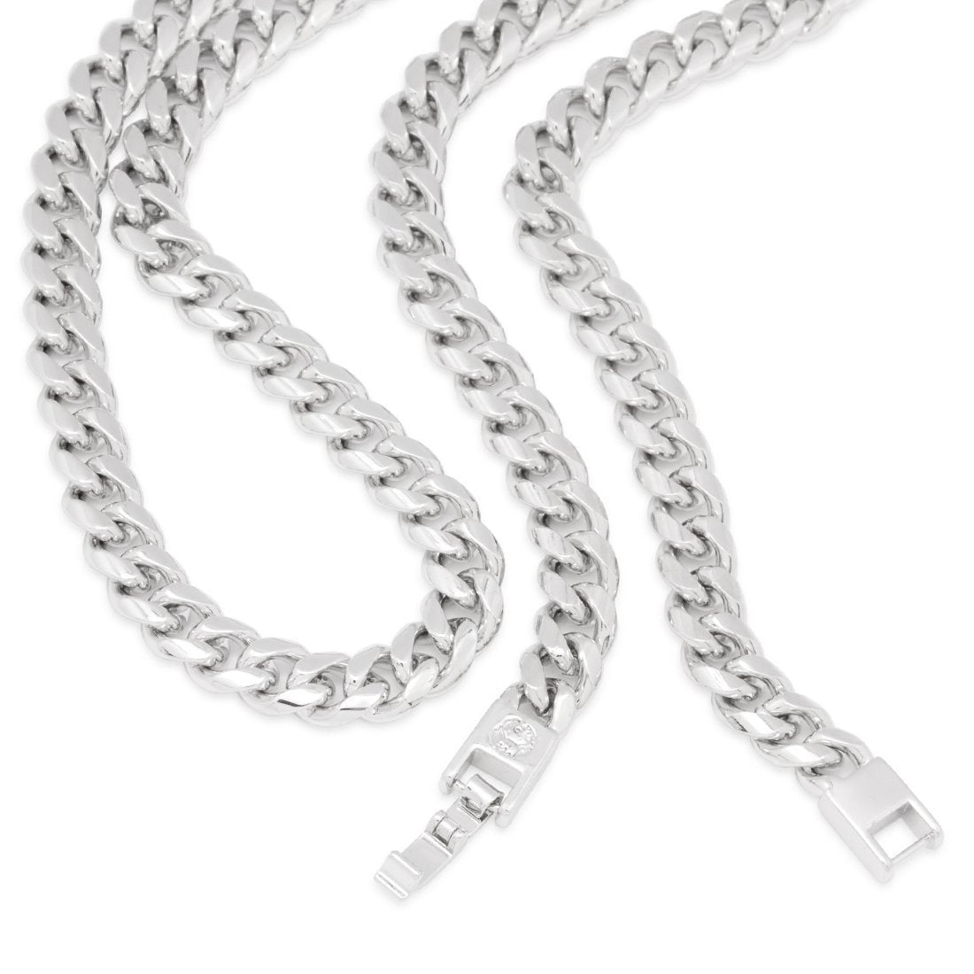 8mm Miami Cuban Link Chain Choker Set  in  by King Ice