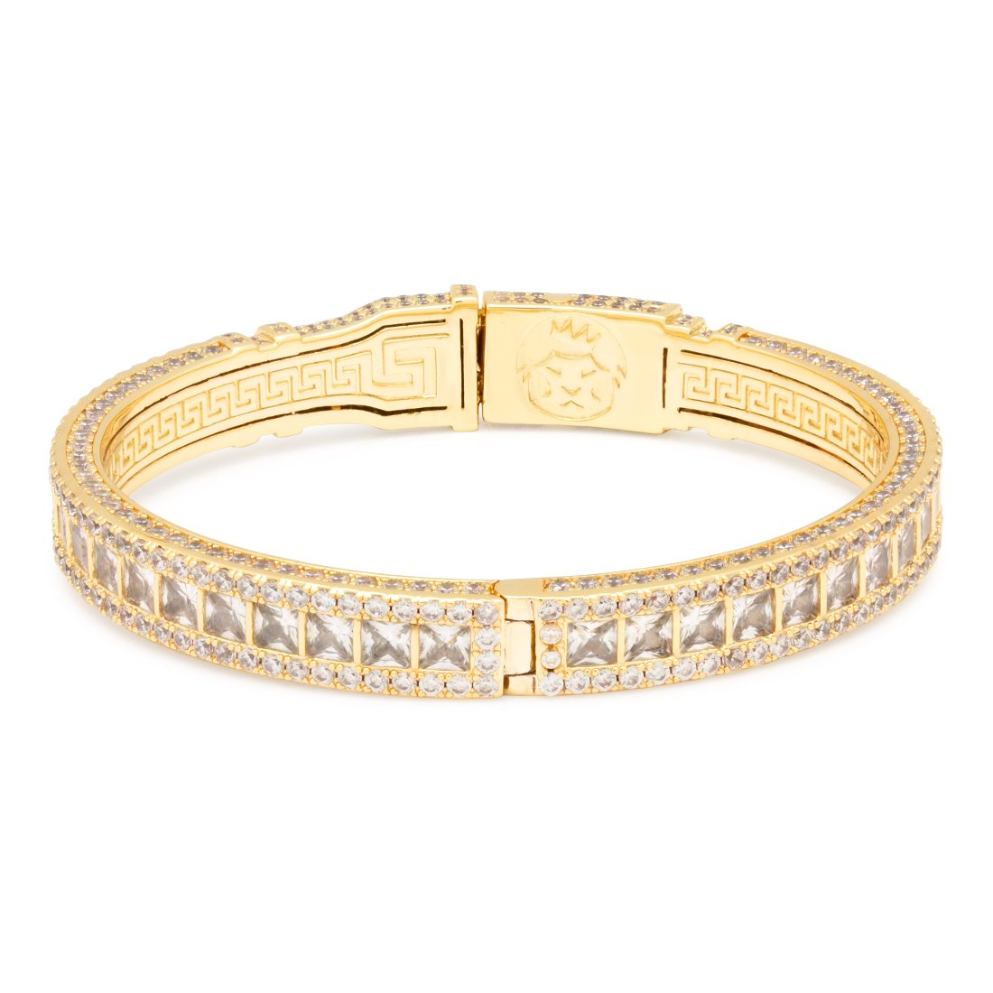 8mm Princess Cut Bangle Bracelet  in  14K Gold / 8" by King Ice