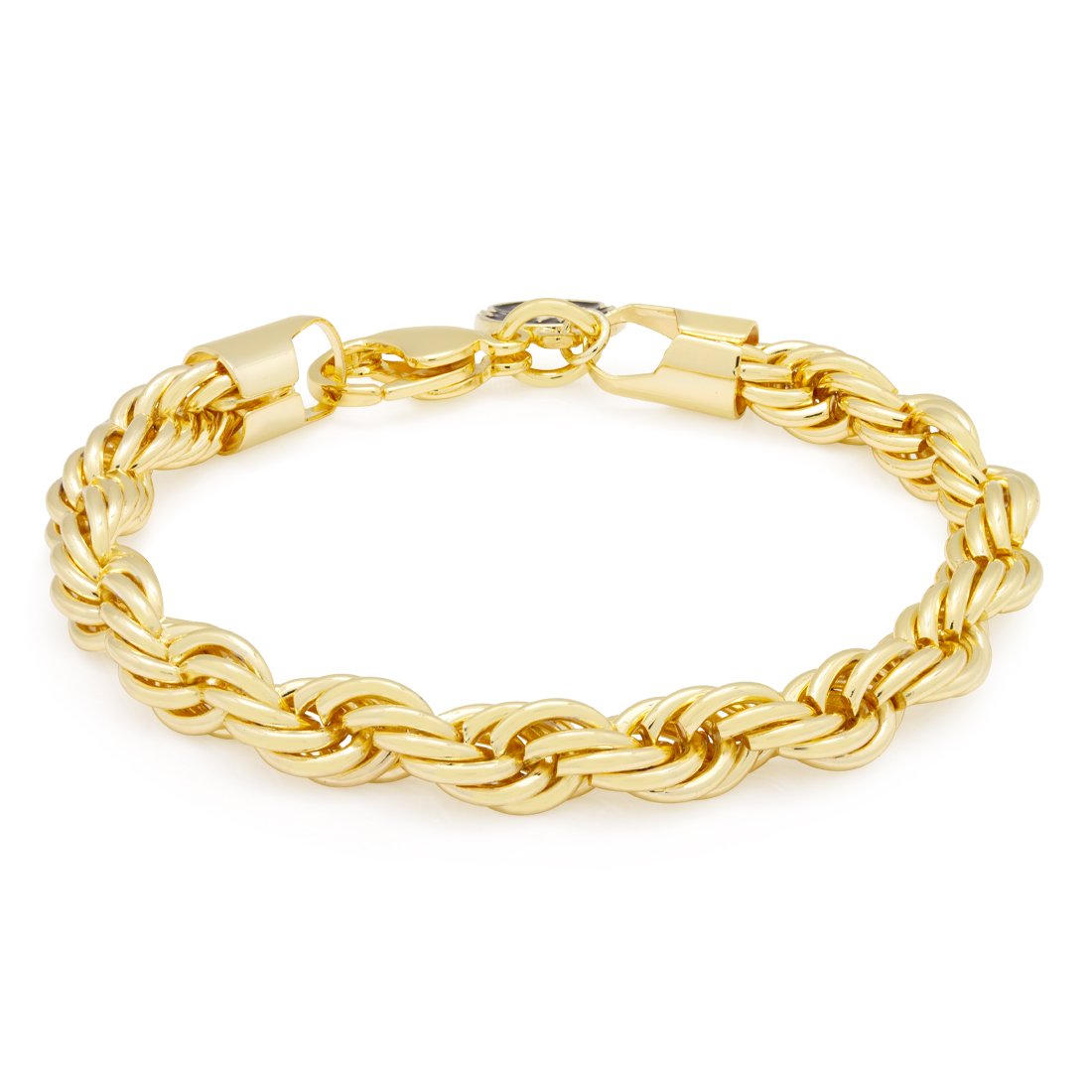 8mm Rope Bracelet  in  Gold Plated / 14K Gold / 7" by King Ice