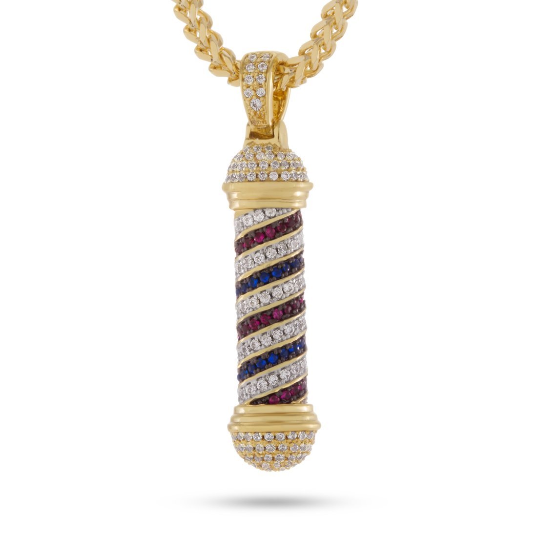 Barber Shop Pole Necklace  in  14K Gold / 1.7" by King Ice