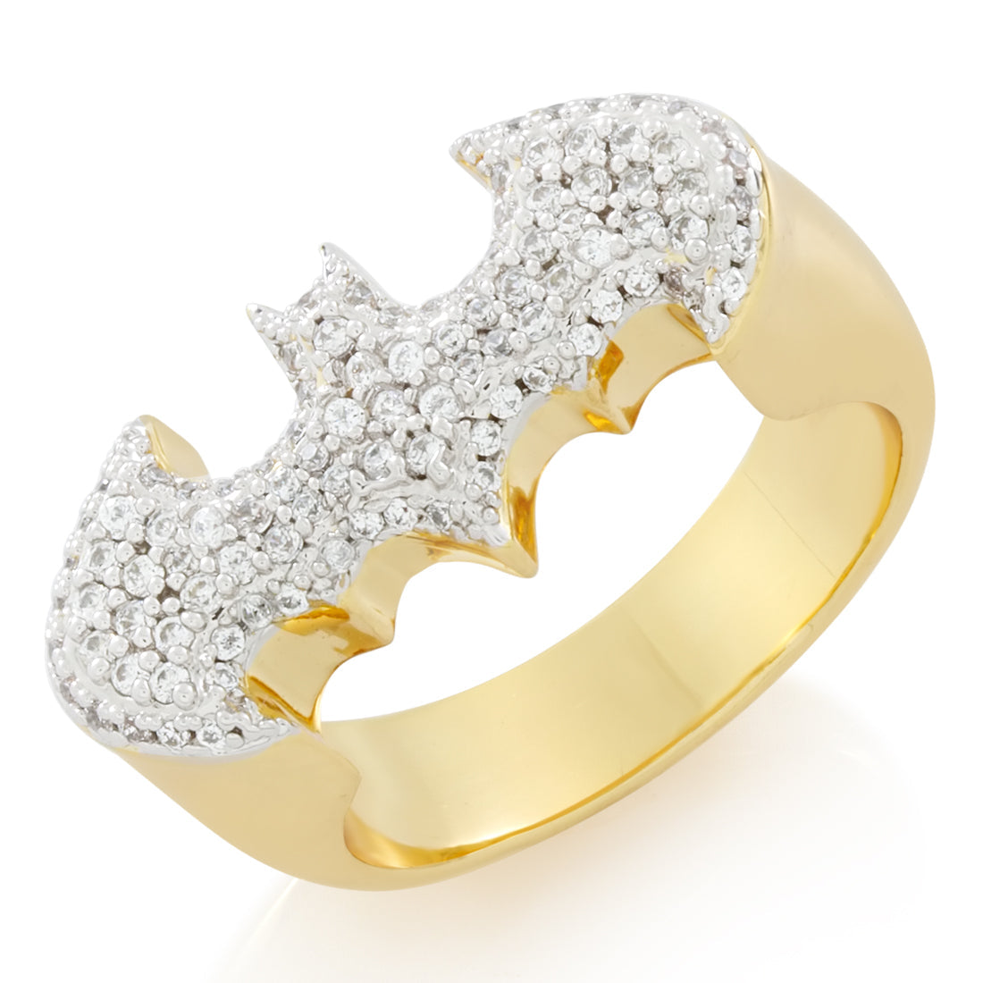 Batman x King Ice - 11mm Classic Batman Logo Ring  in  Gold Plated / 14K Gold / 7 by King Ice