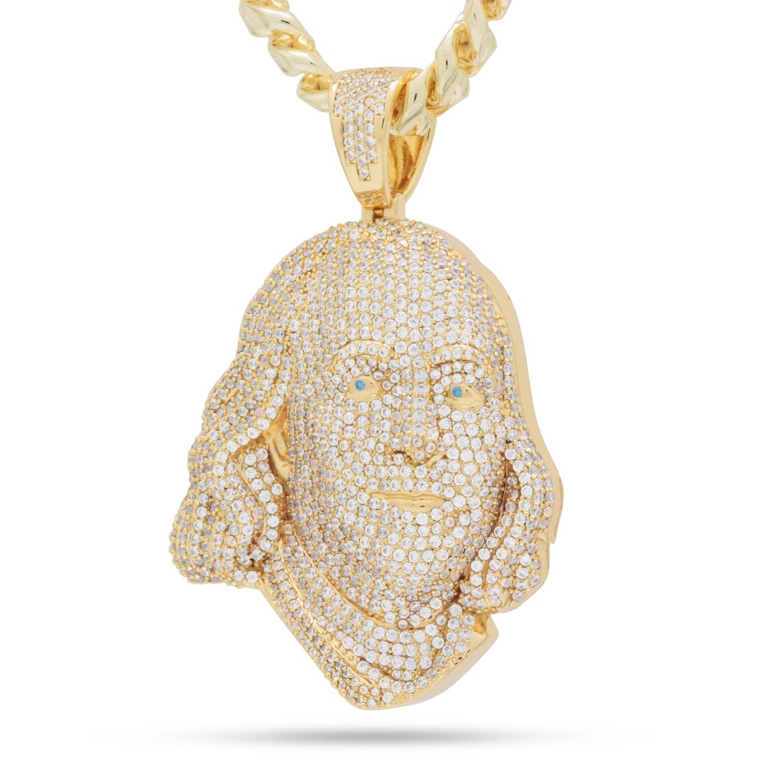 Benjamin Franklin Necklace  in  14K Gold / 2.6" by King Ice