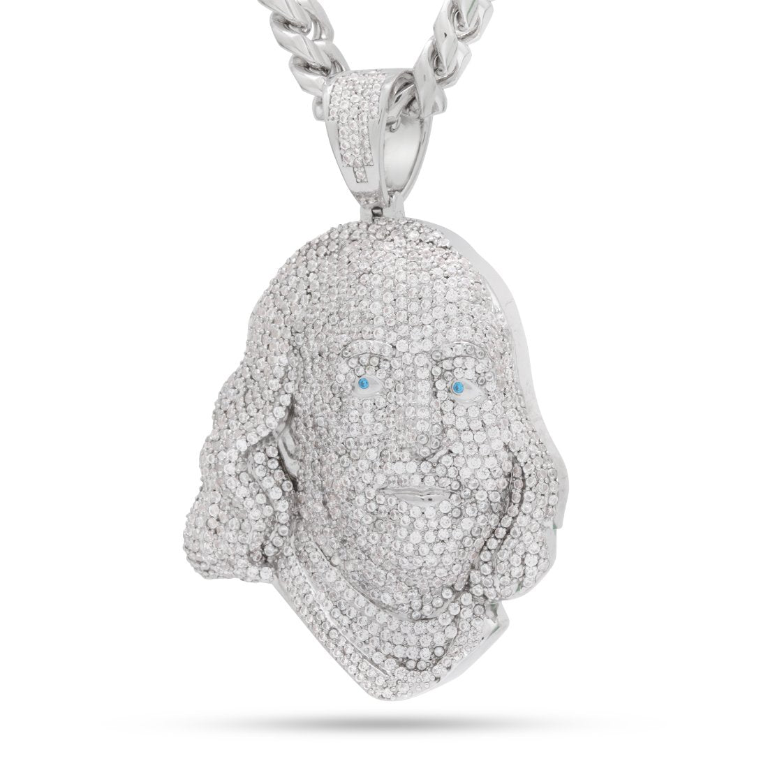 Benjamin Franklin Necklace  in  White Gold / 2.6" by King Ice