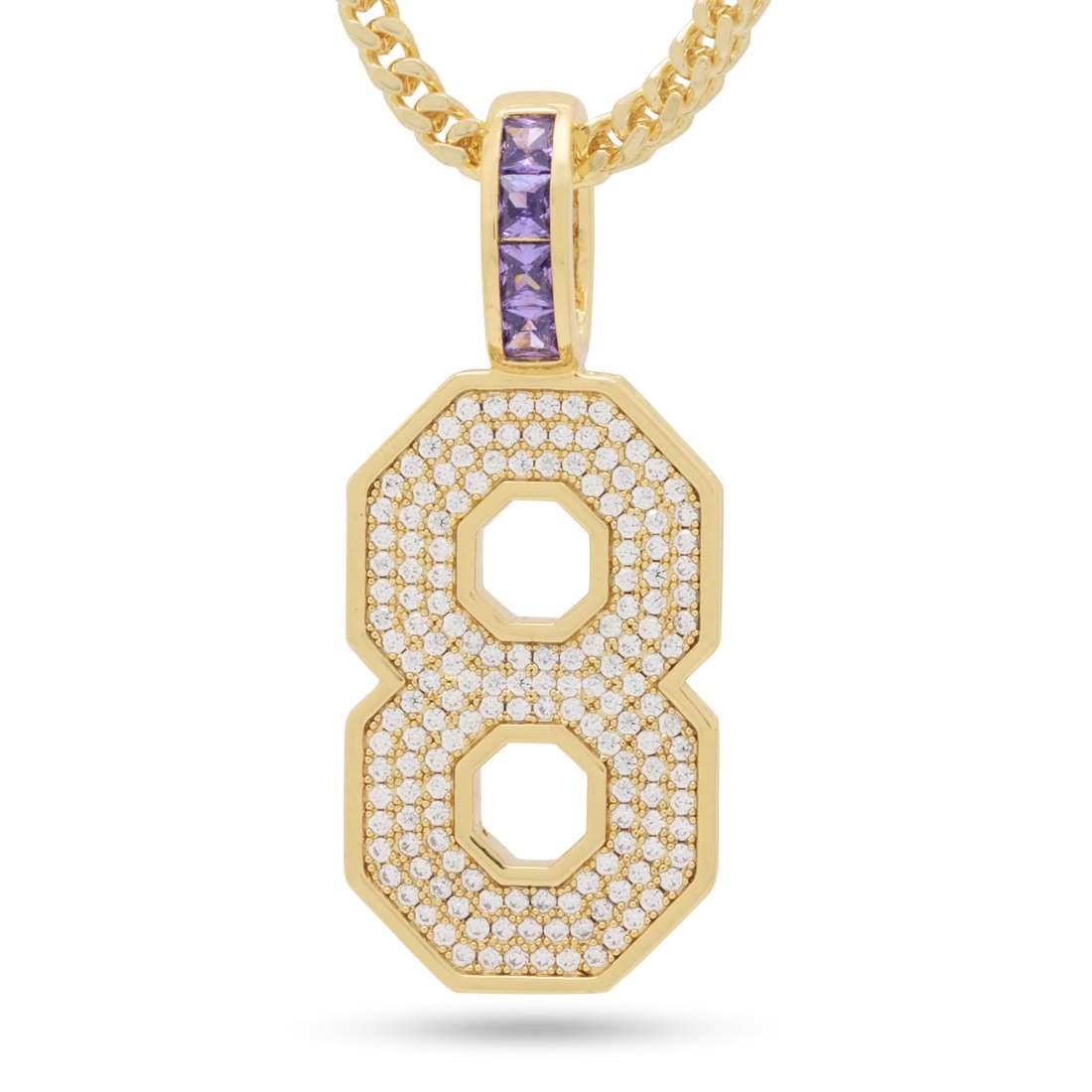 Black Mamba Classic Number 8 Necklace  in  14K Gold / 1.7" by King Ice