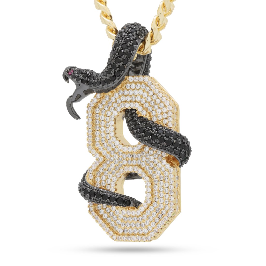 Black Mamba Number 8 Necklace  in  14K Gold / 2.1" by King Ice