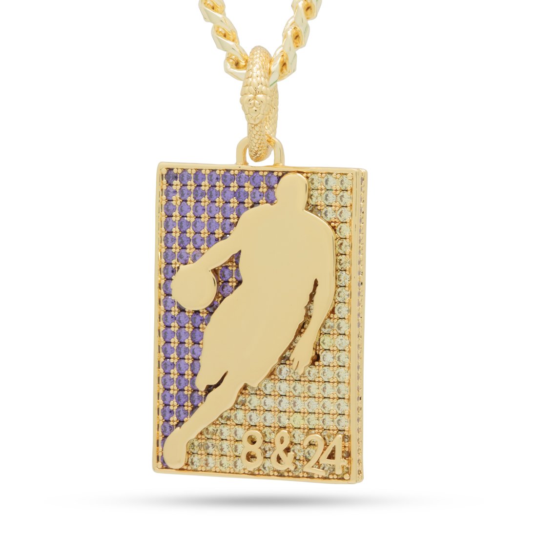 Black Mamba Silhouette Necklace  in  14K Gold / 2.1" by King Ice