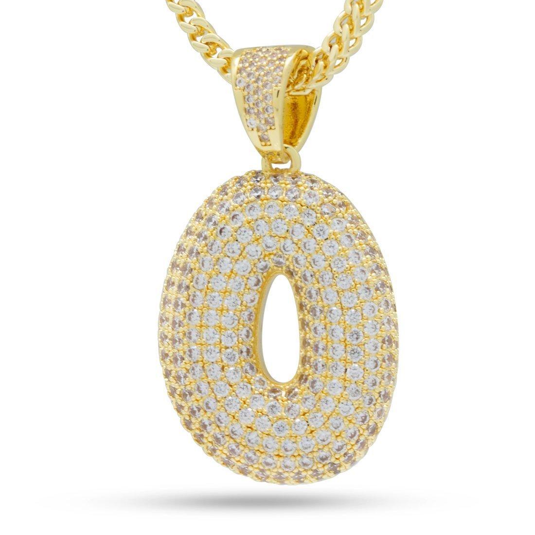 Bubble Letter O Necklace  in  14K Gold / 1.7" by King Ice