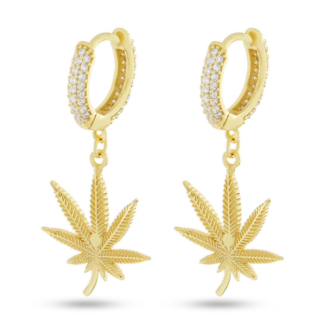 Cannabis Leaf Hanging Earrings  in  by King Ice