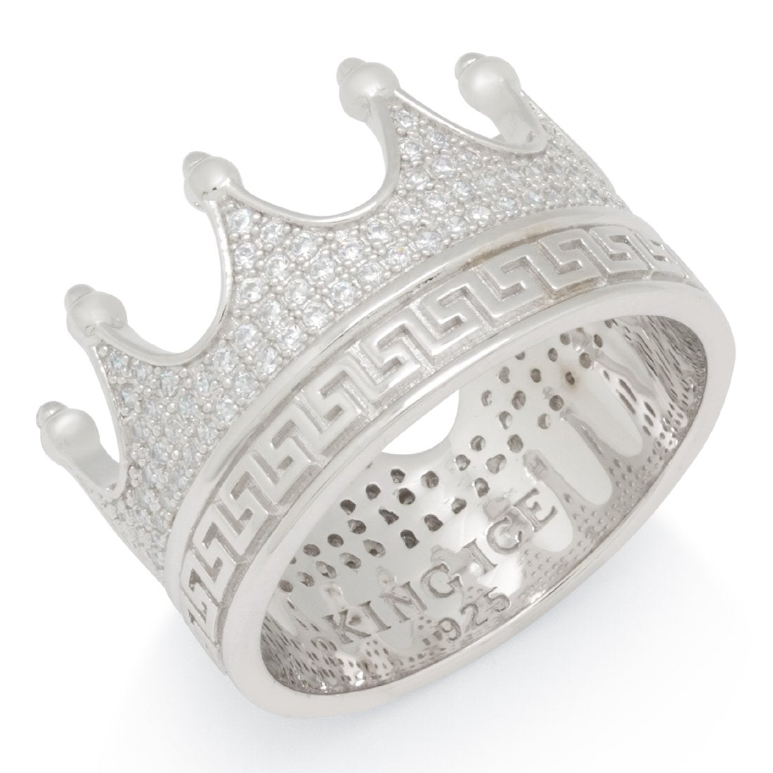 Crown Ring  in  Sterling Silver / White Gold / 7 by King Ice