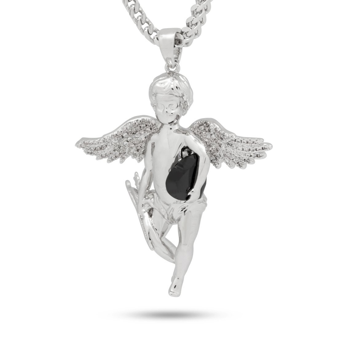 Cupid Necklace  in  White Gold / 1.9" by King Ice