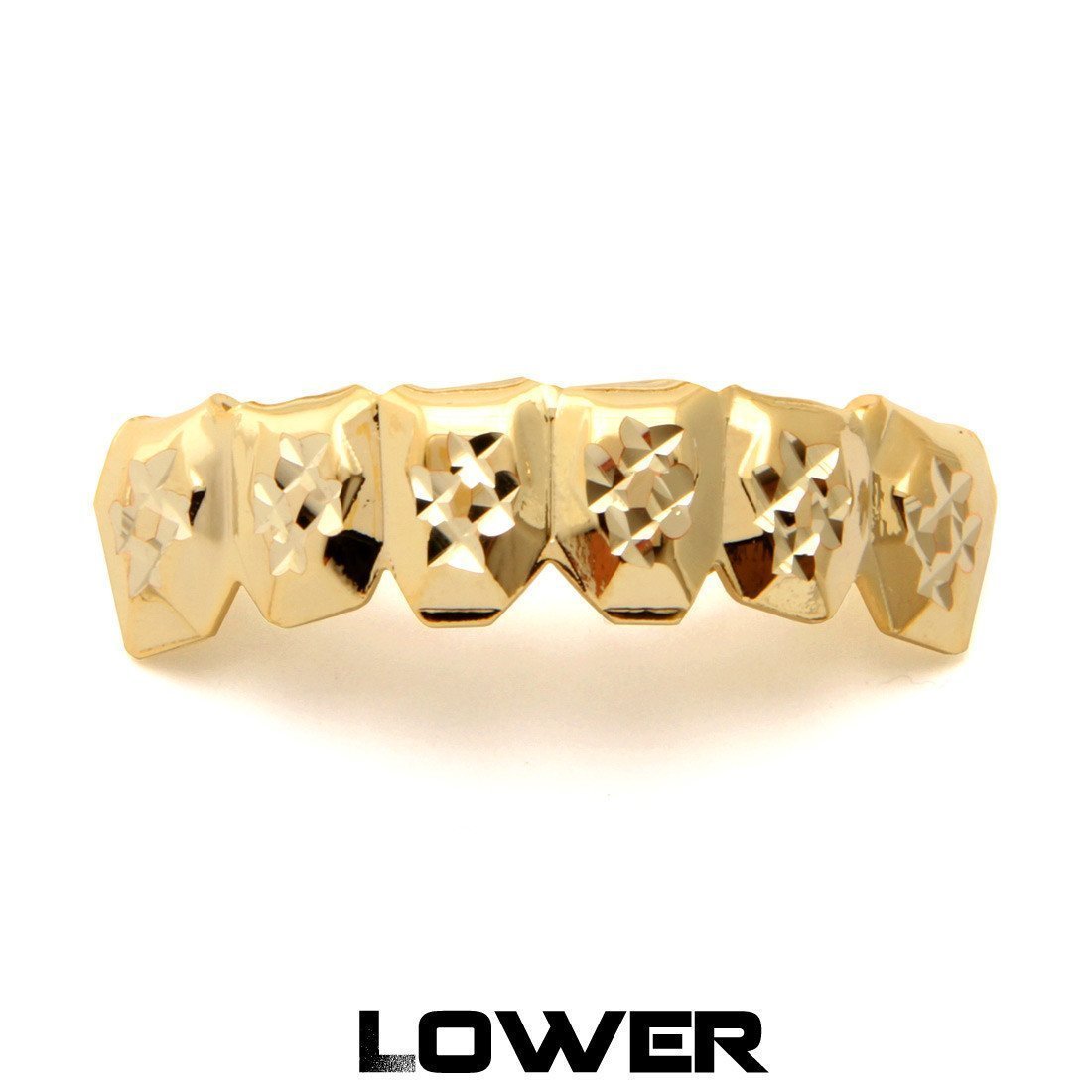 Diamond Cut Grillz  in  14K Gold / Bottom by King Ice