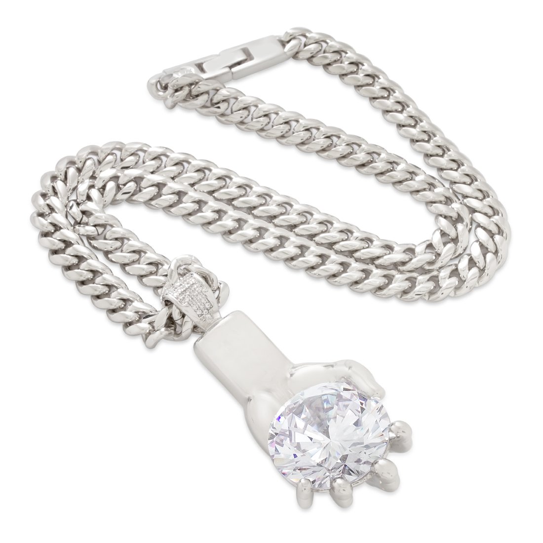 Diamond Hands Necklace  in  by King Ice