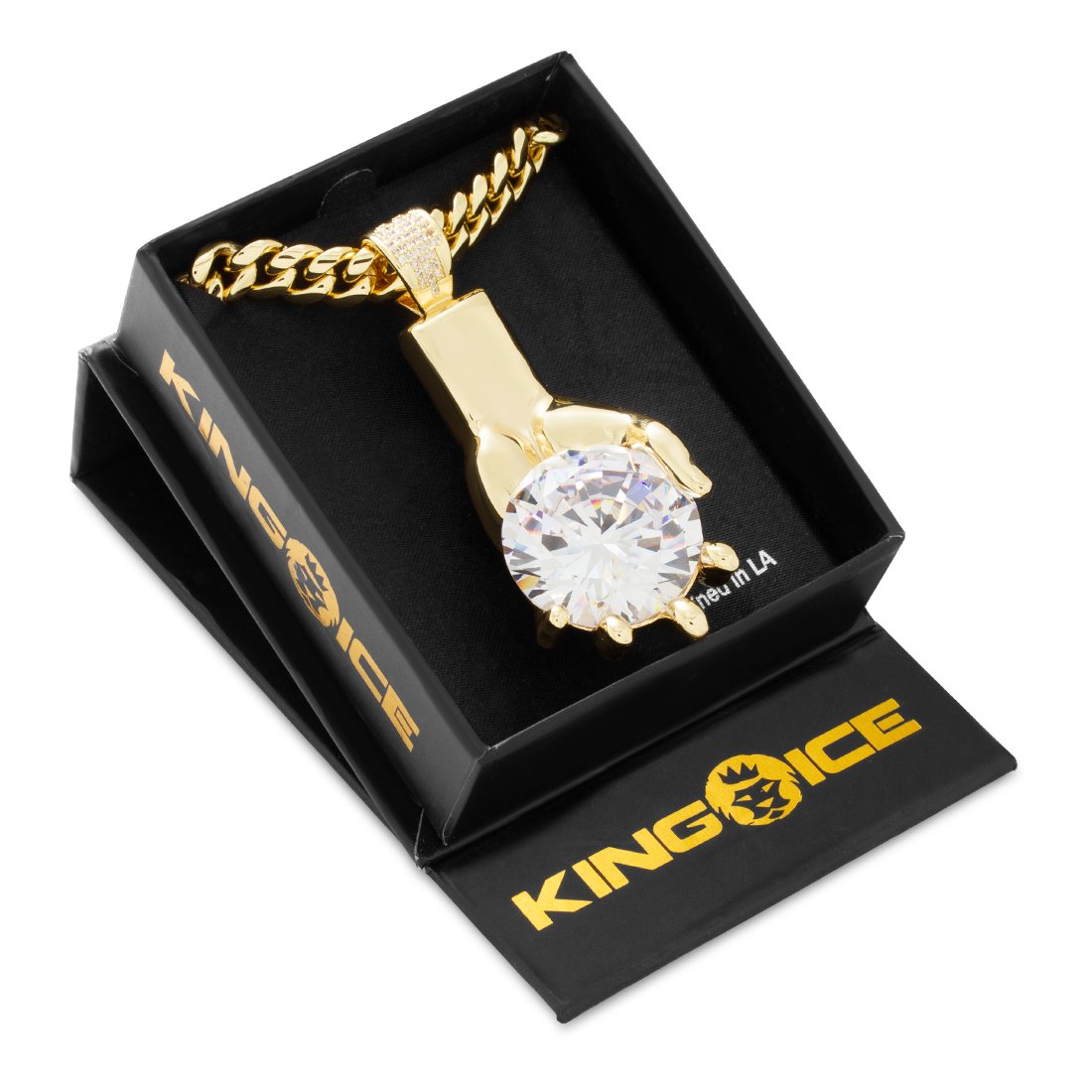 Diamond Hands Necklace  in  by King Ice