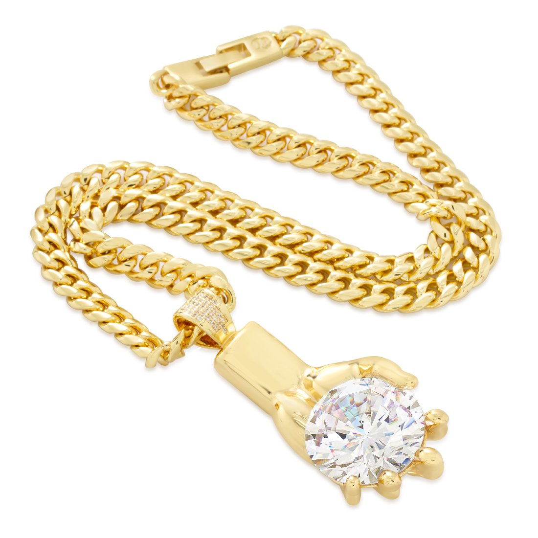 Diamond Hands Necklace  in  by King Ice