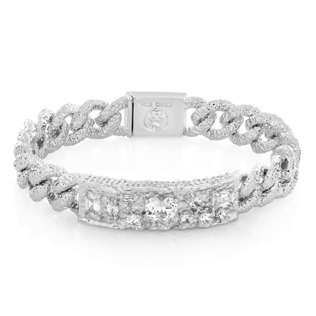 Diamond in the Rough ID Bracelet  in  Gold Plated / White Gold / 8" by King Ice