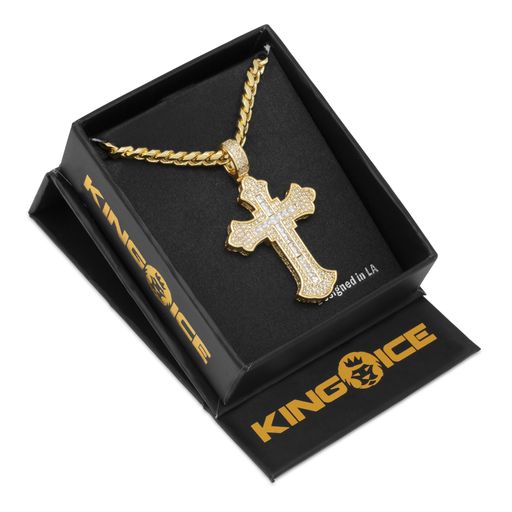 Fleur de Lis Cross Necklace  in  by King Ice