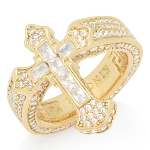 Fleur de Lis Cross Ring  in  Sterling Silver / 14K Vermeil / 7 by King Ice