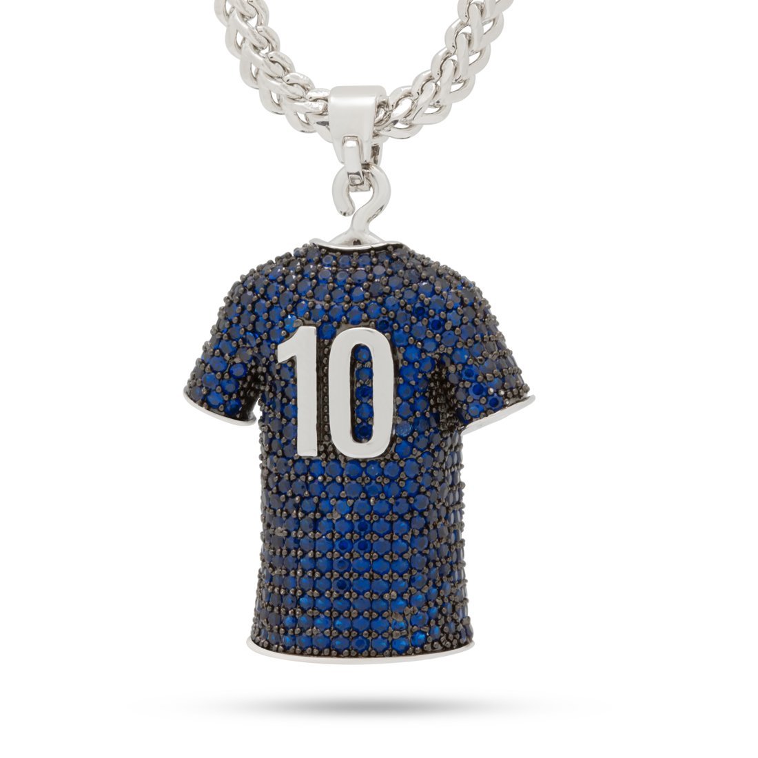 France World Cup Jersey Necklace  in  White Gold / 1.6" by King Ice