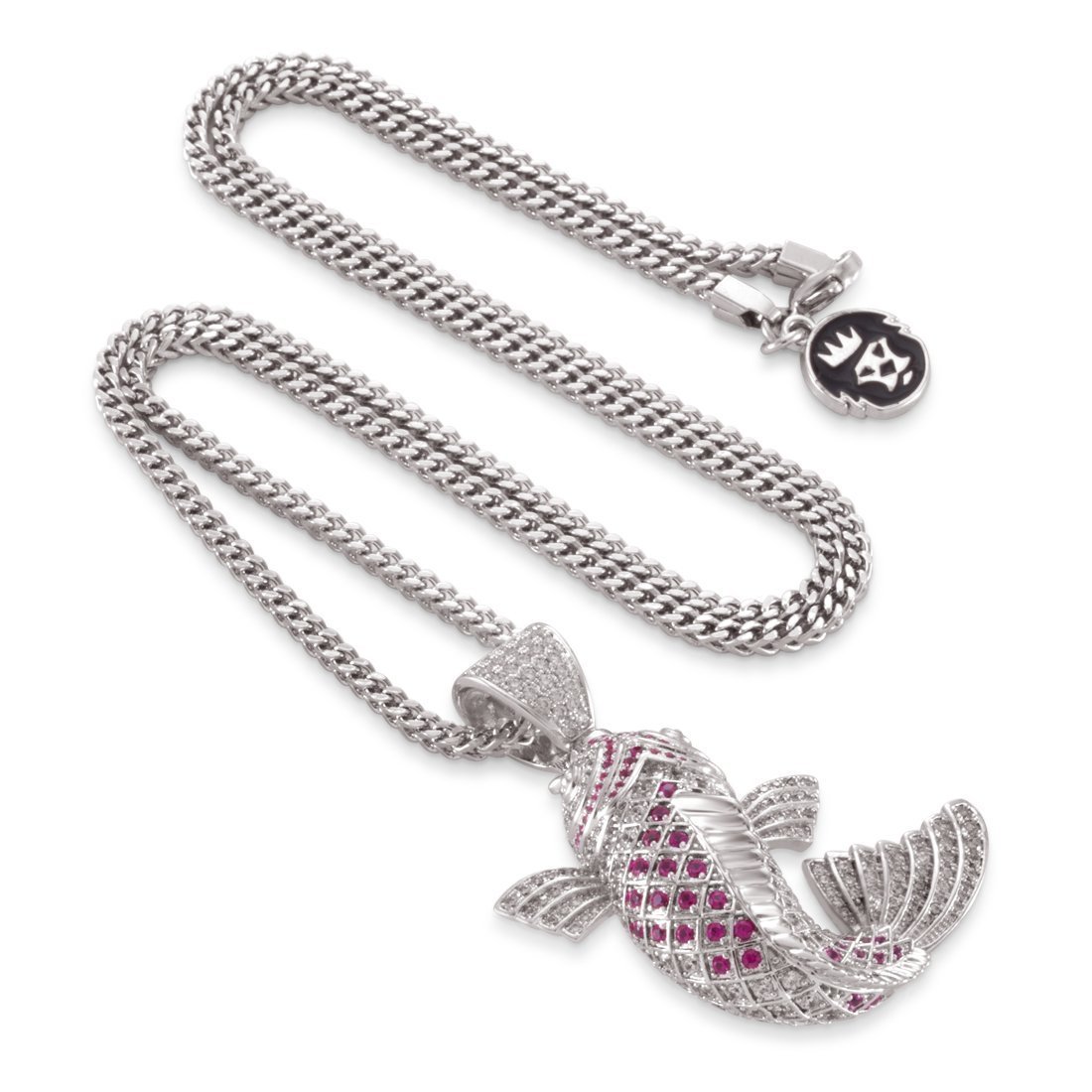 Gin Rin Kohaku Koi Fish Necklace  in  White Gold / 2.1" by King Ice