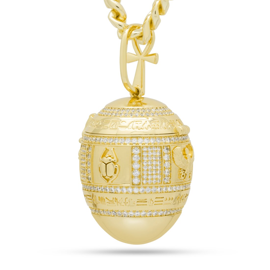 Golden Stash Egg of the Pharaoh Necklace  in  14K Gold / 3.1" by King Ice