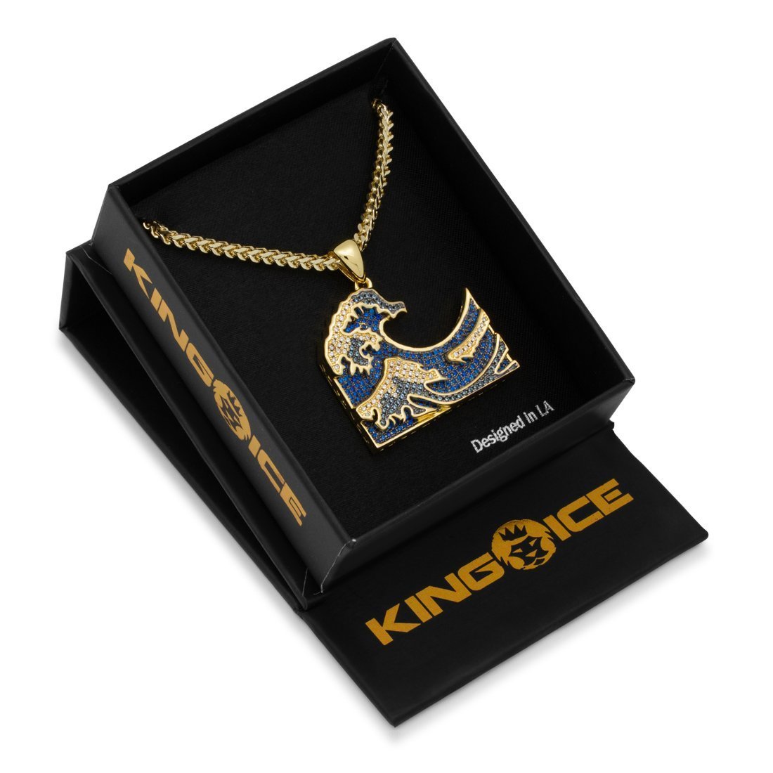 Great Wave Necklace  in  14K Gold / 1.5" by King Ice