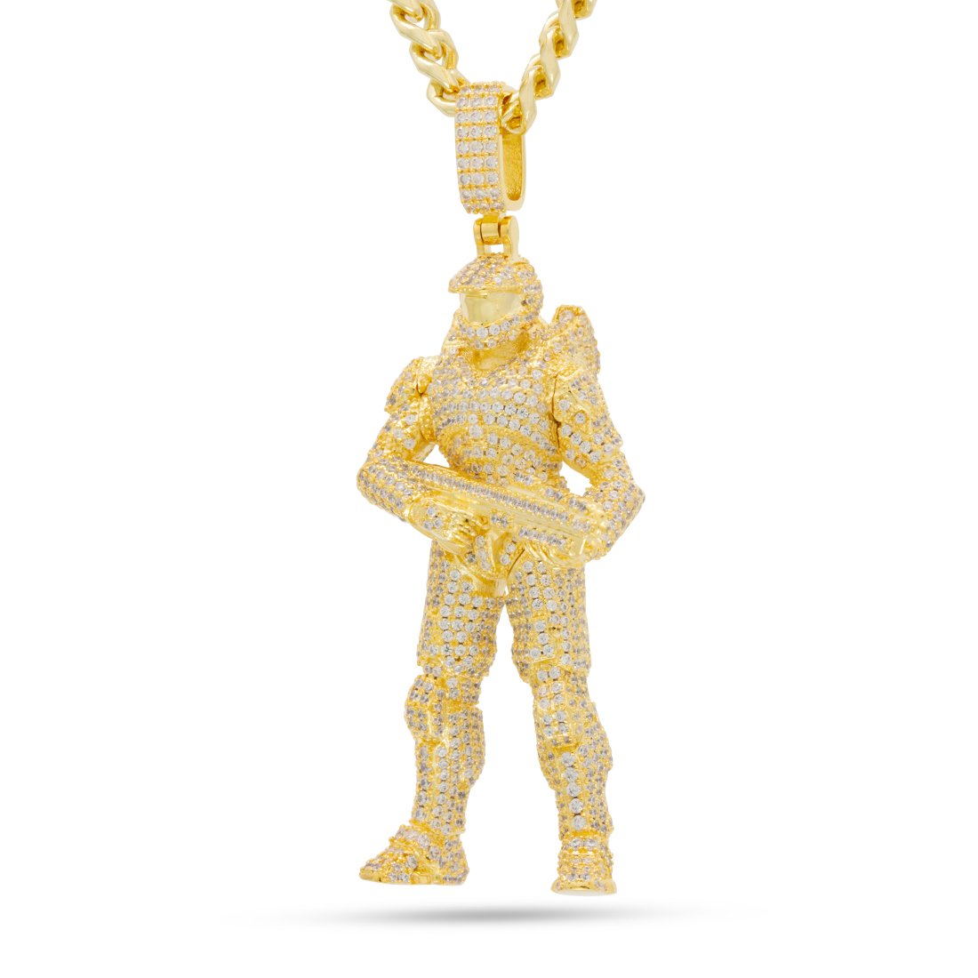 Halo x King Ice - Master Chief Necklace  in  14K Gold / 2.8" by King Ice