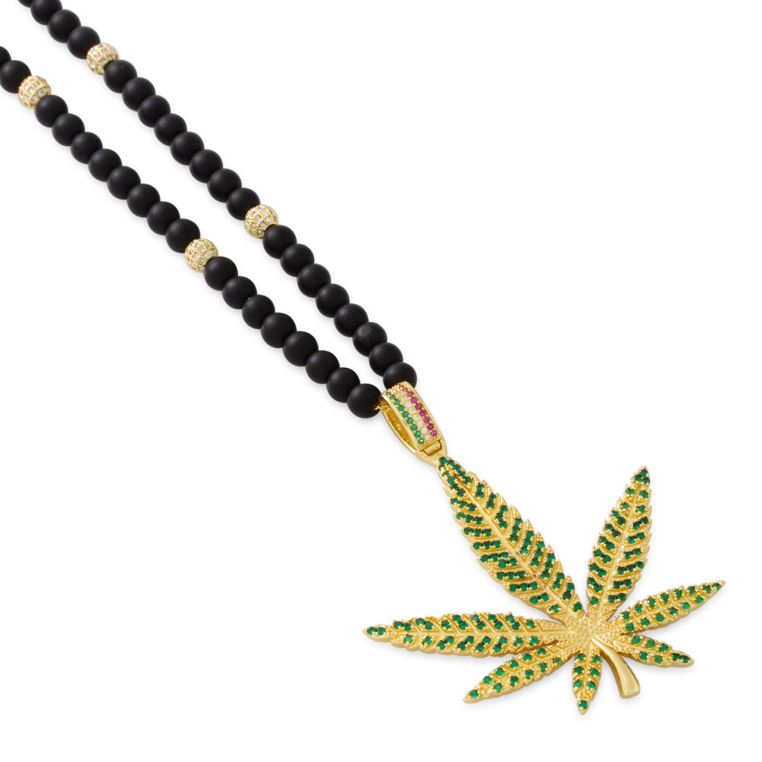 High Rise Cannabis Leaf Necklace  in  by King Ice