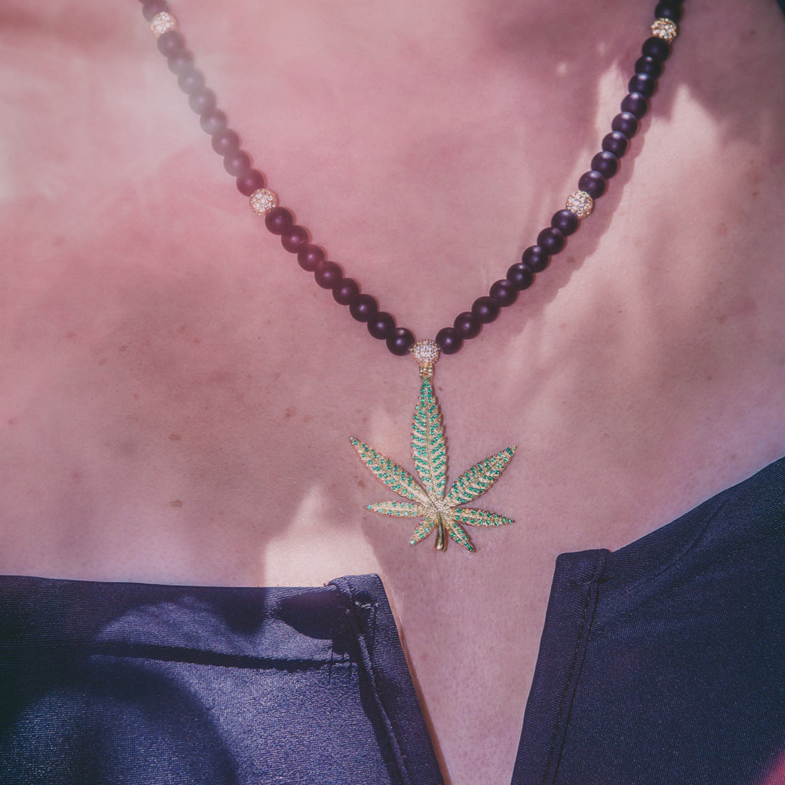 High Rise Cannabis Leaf Necklace  in  by King Ice