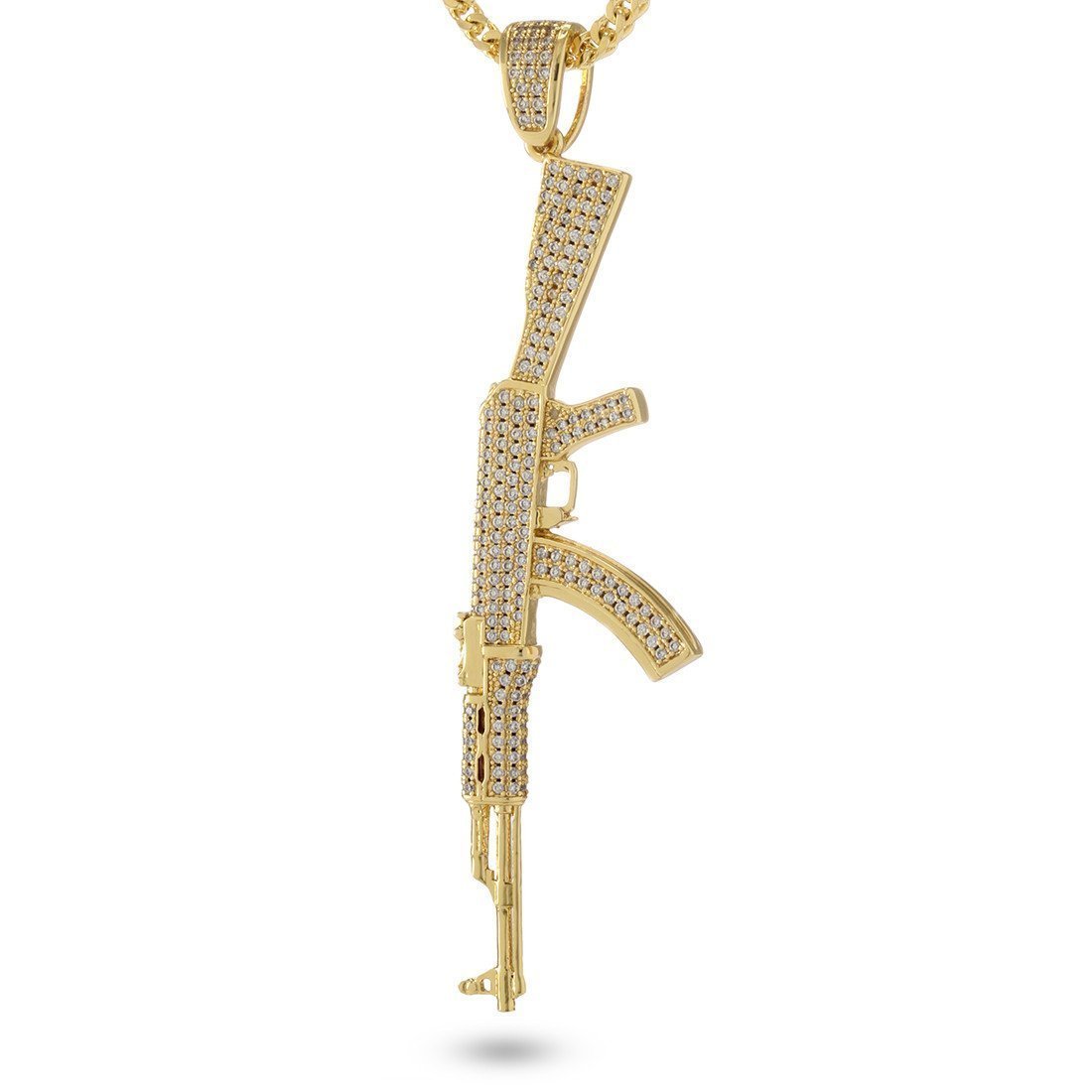 Iced AK-47 Necklace  in  14K Gold / 3.4" by King Ice