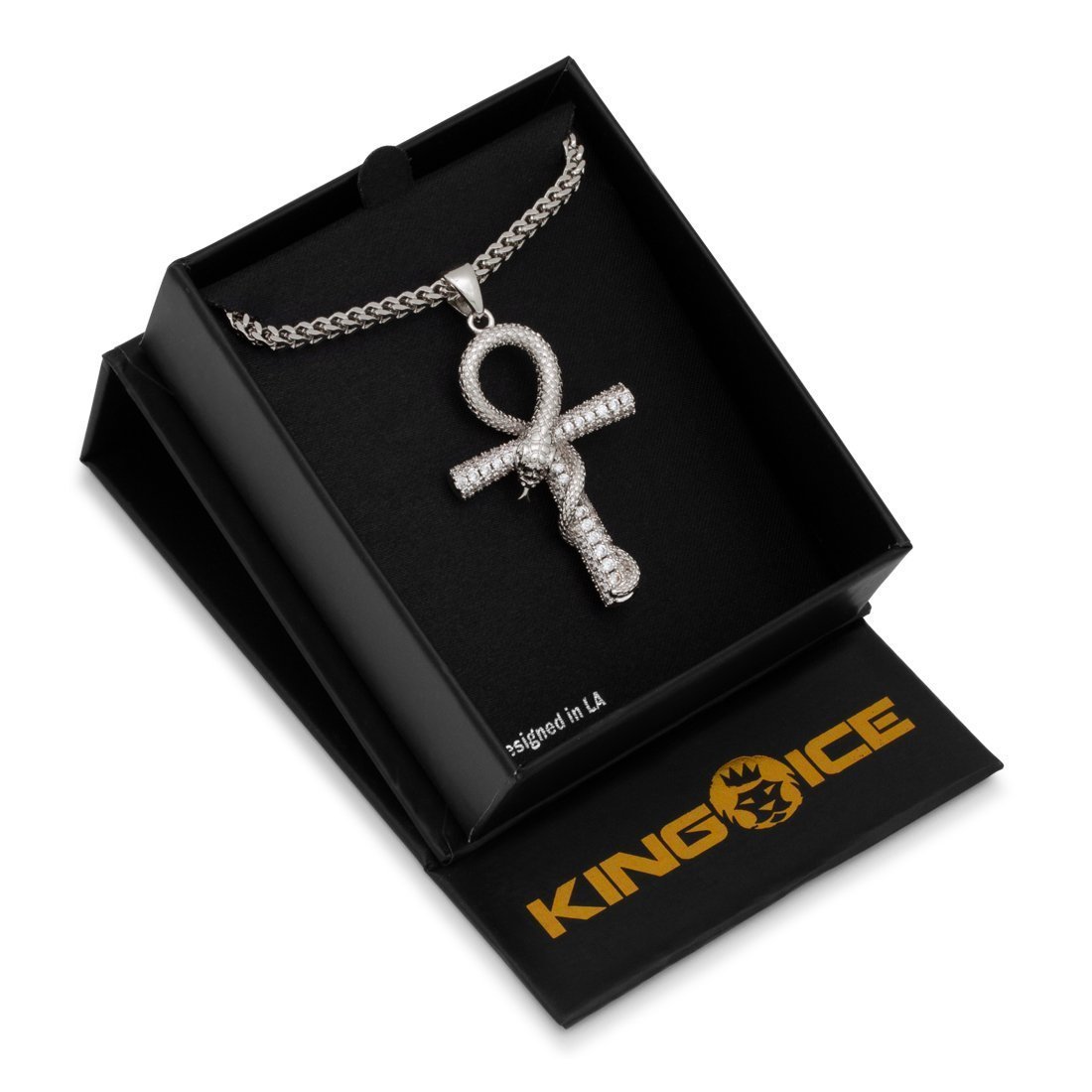 Iced-Out Apep and Ankh Key Necklace  in  by King Ice