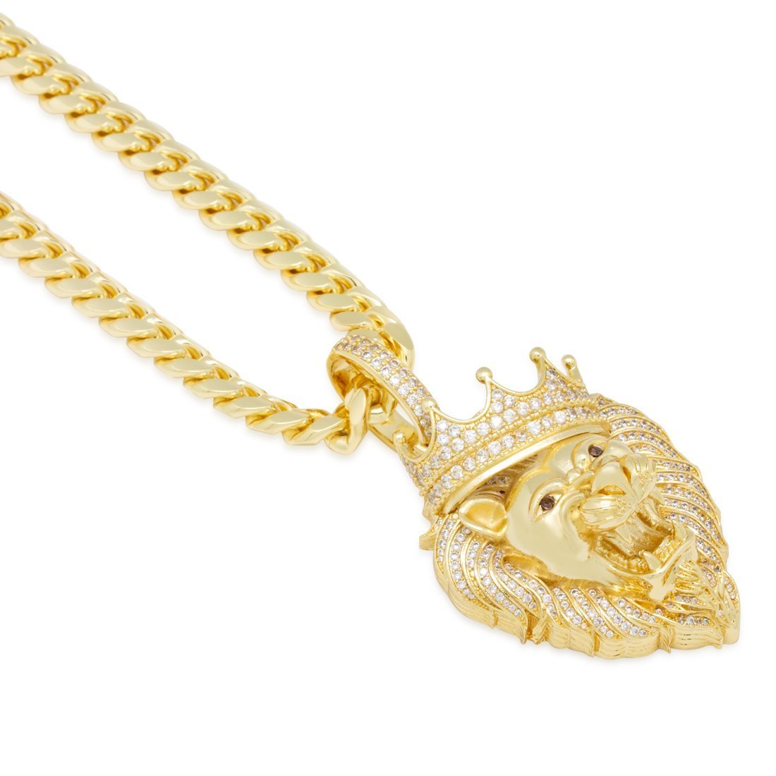 Iced Classic Roaring Lion Necklace  in  by King Ice