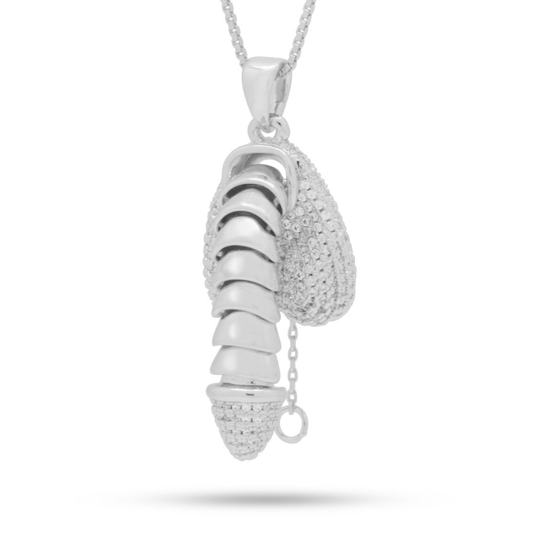 Iced Erotic Erecting Penis Necklace  in  White Gold / 1.5" by King Ice