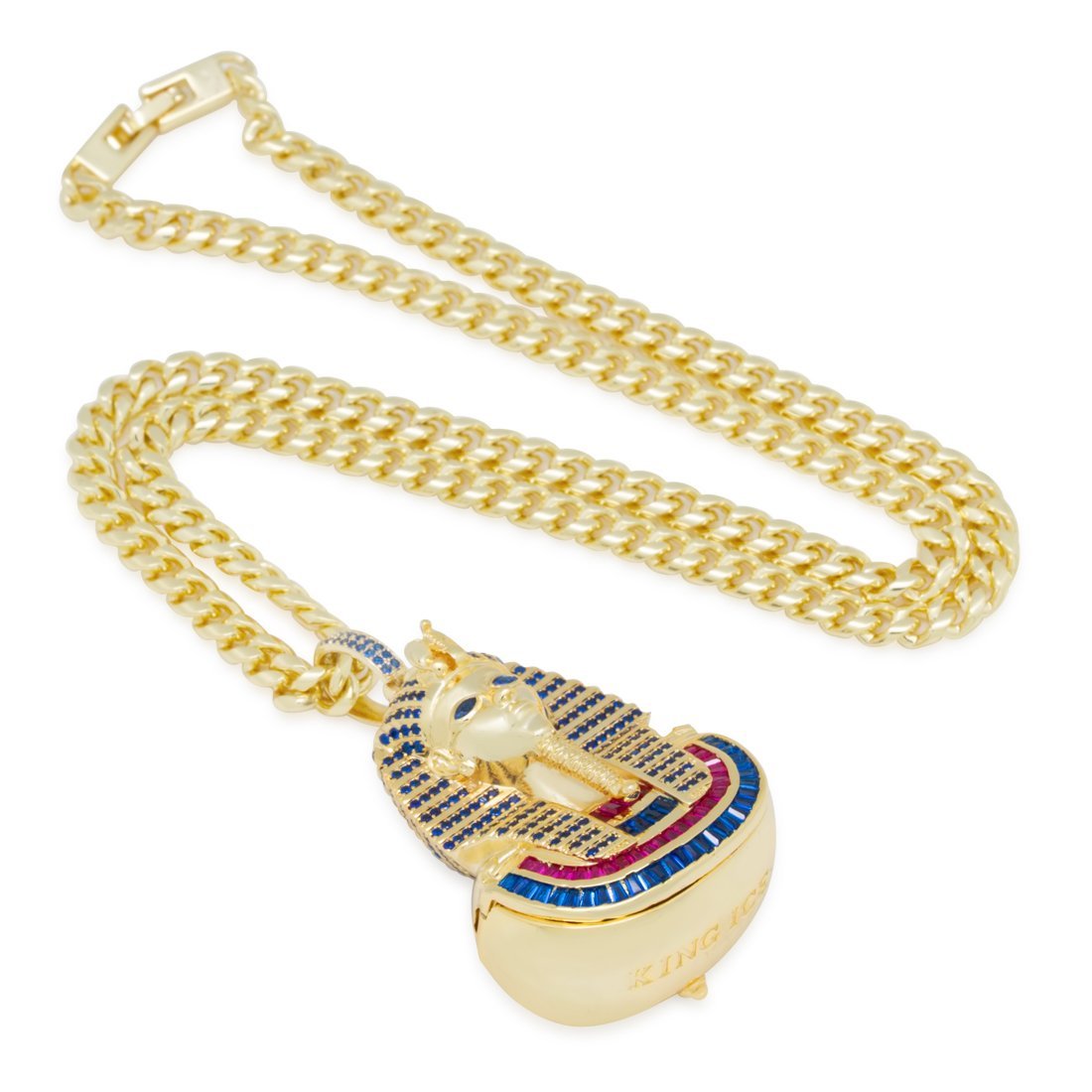 Iced King Tut Stash Necklace  in  14K Gold / 2.1" by King Ice