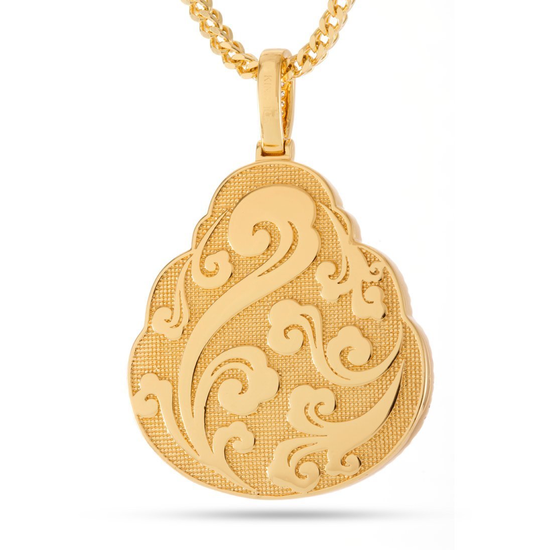 Jade Buddha Necklace  in  14K Gold / 1.4" by King Ice