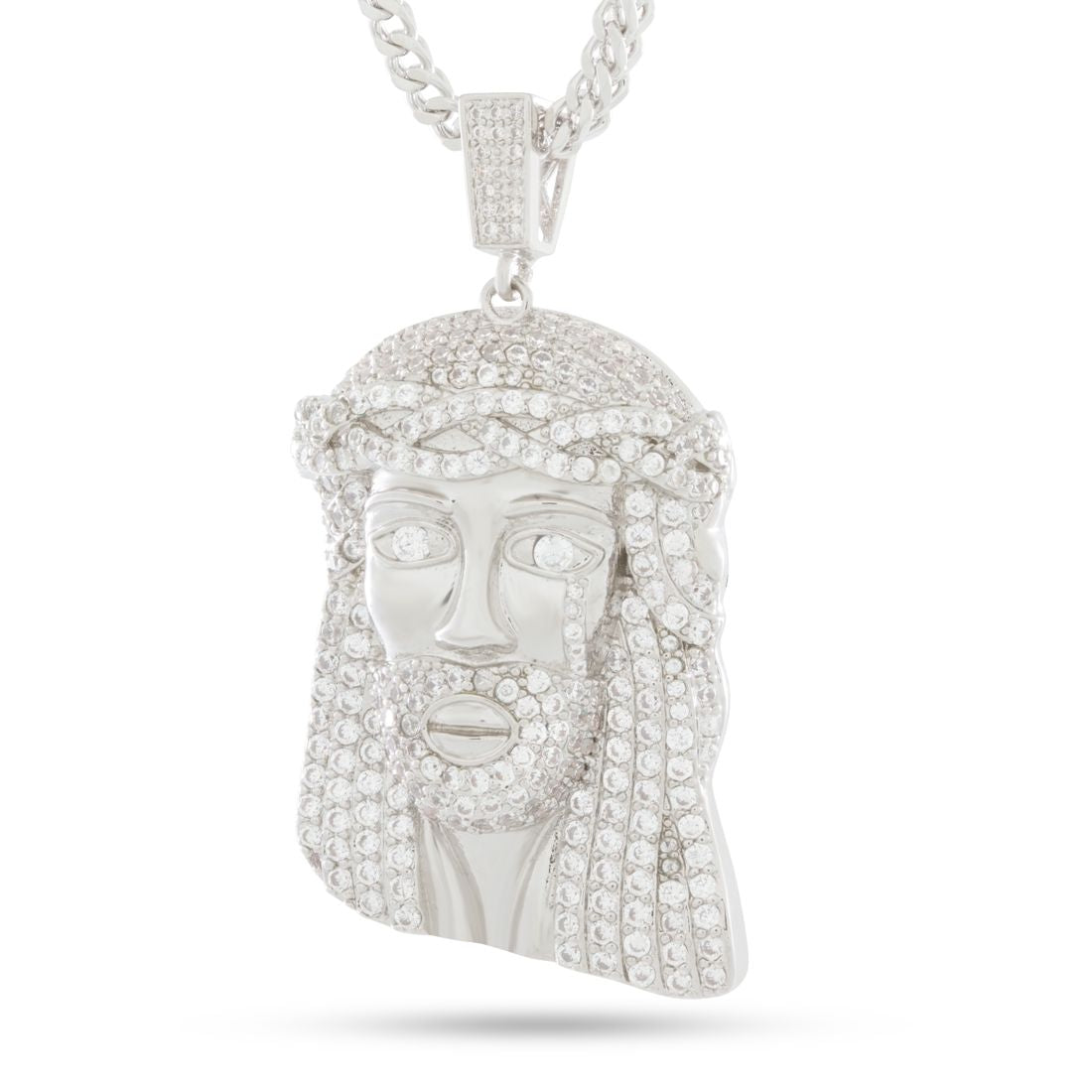 Jesus Necklace  in  White Gold / 1.8" by King Ice