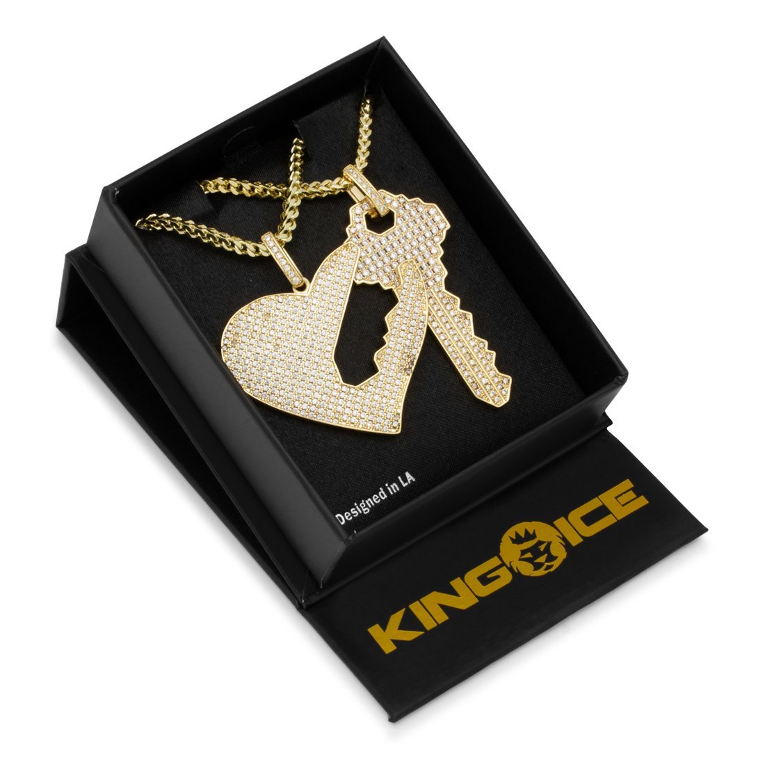 Key to Love Necklace Set  in  14K Gold / 2.1" by King Ice