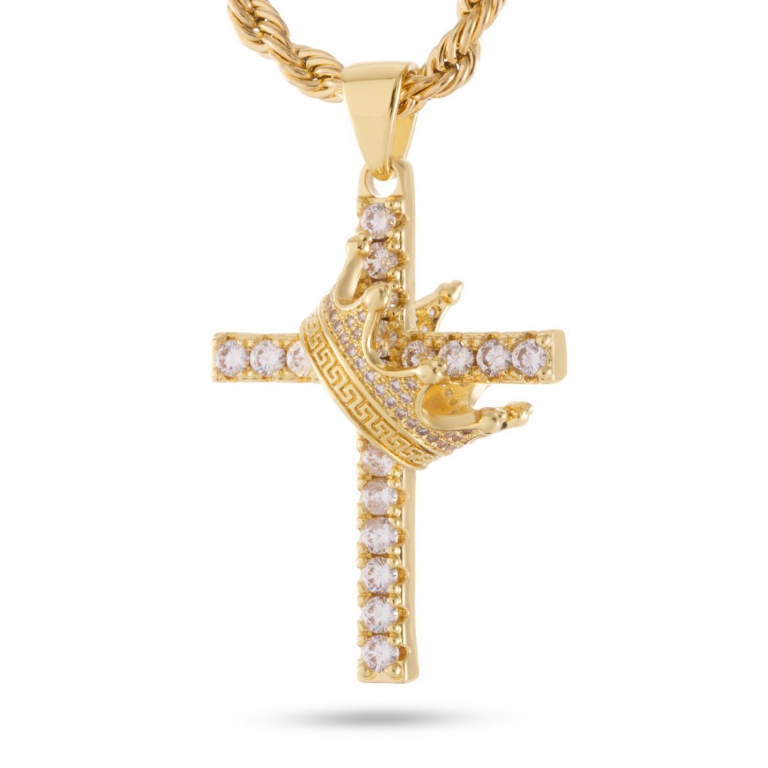 Kingdom Cross Necklace  in  14K Gold / 1.9" by King Ice