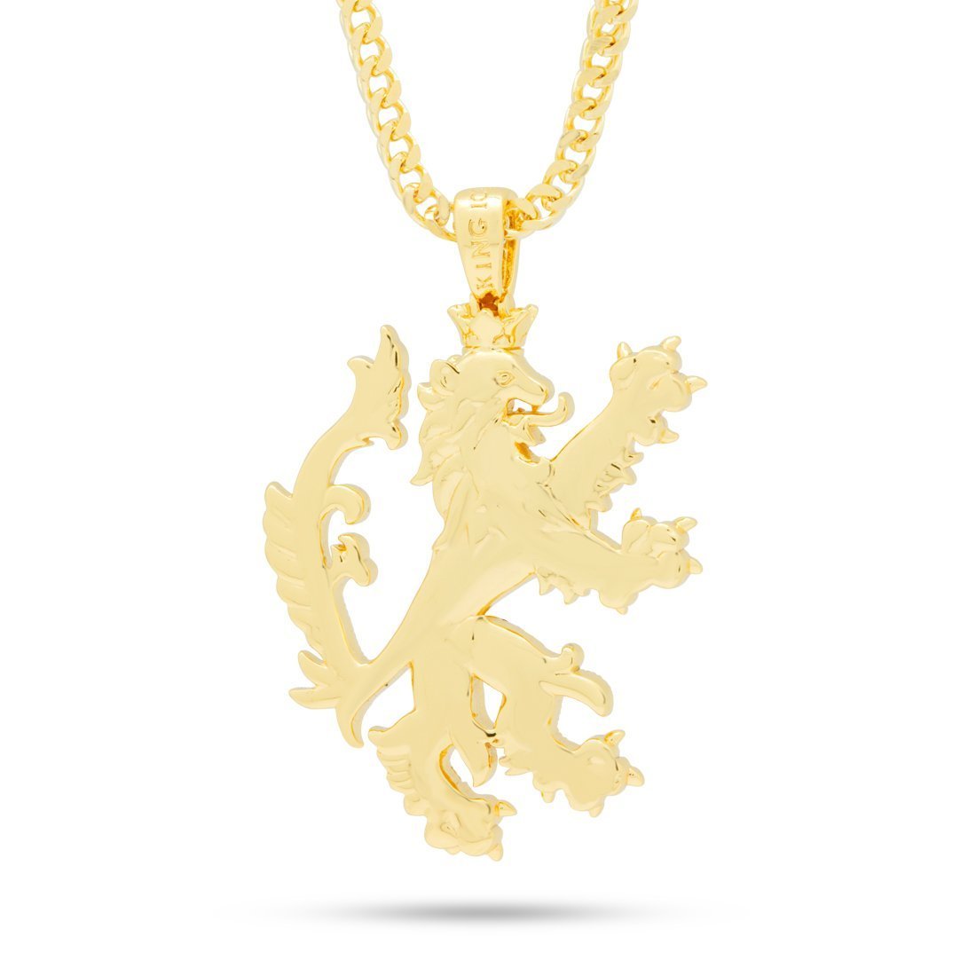 Knight Lion Necklace  in  14K Gold / 1.9" by King Ice