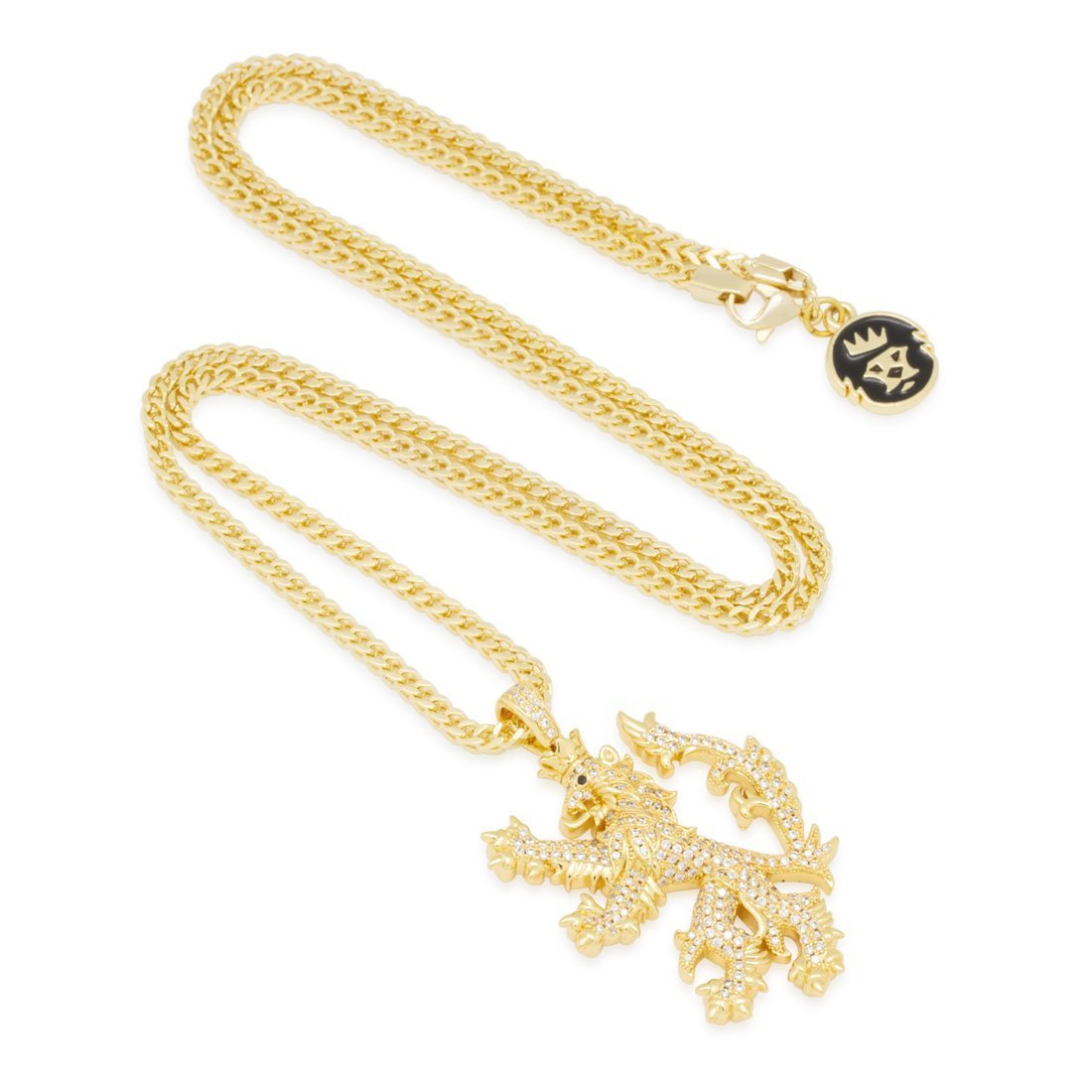 Knight Lion Necklace  in  14K Gold / 1.9" by King Ice