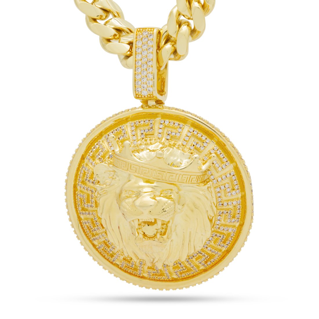 Lion Shield Necklace  in  14K Gold / 2.6" by King Ice