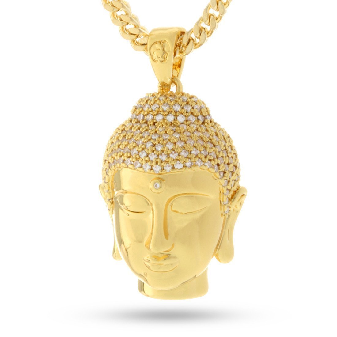 Mini Polished Buddha Necklace  in  14K Gold / 1.4" by King Ice