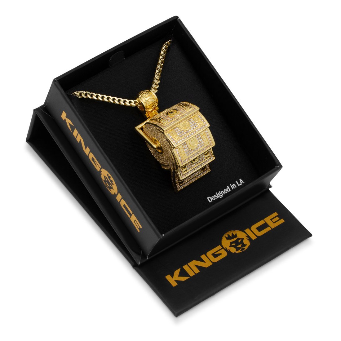 Money Roll Necklace  in  14K Gold / 1.7" by King Ice