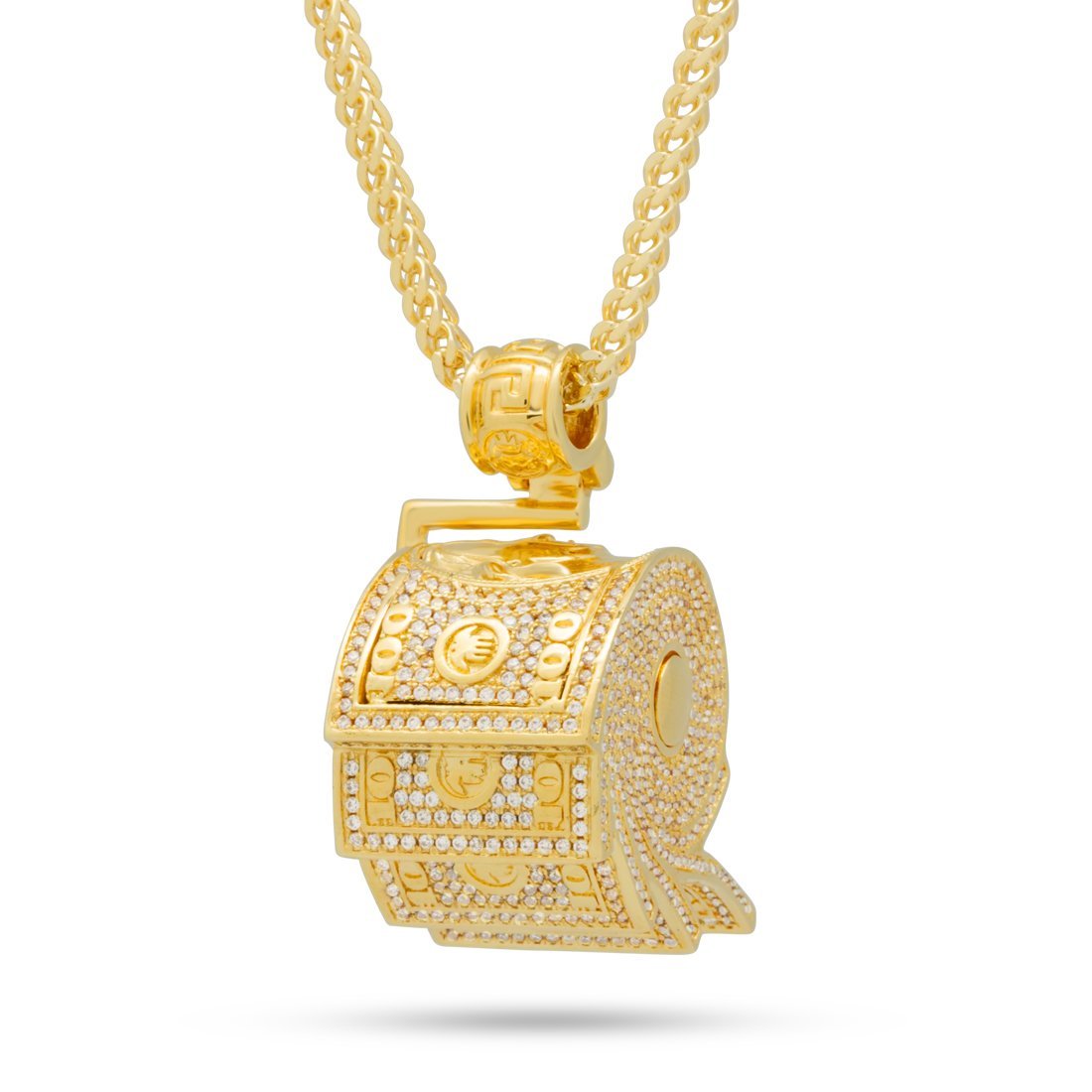 Money Roll Necklace  in  14K Gold / 1.7" by King Ice