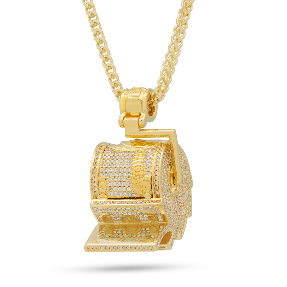 Money Roll Necklace  in  14K Gold / 1.7" by King Ice