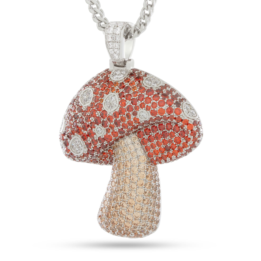 Mushroom Necklace  in  White Gold / 2" by King Ice